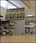 Trolleys in hospital ward