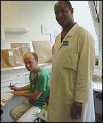 Dr Laurent Casenove (left) and hospital worker Alex Talbot
