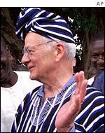 US treasury secretary Paul O'Neill on a tour of Africa