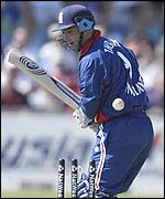 Graham Thorpe is clean-bowled