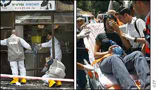 Forensic experts and a wounded passer-by