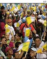 Guatemalans at the Mass which was held at the city's race track