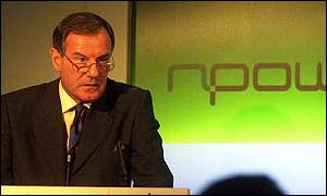 Lord MacLaurin at a press conference