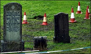 Riddrie Cemetery, Glasgow, where a man fell into a flooded hole