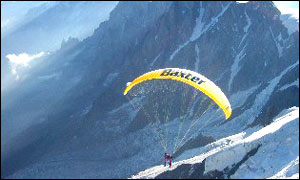 Tony Ward paraglides from Mont Blanc