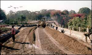 Road building work in Malawi