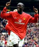 Dwight Yorke playing for Manchester United