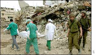 A body is removed from the Jenin refugee camp
