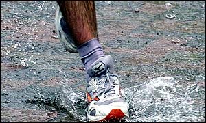 Athlete's foot during the men's 50km walk