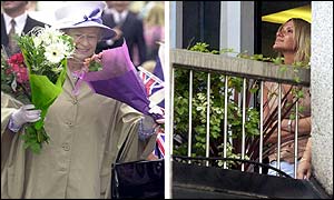 The Queen in Leicester, with Alex Best at the Cromwell Hospital where her husband George was having a liver transplant