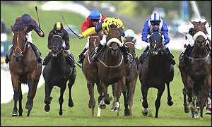 Macaw (centre noseband) comes home first with John Egan on board