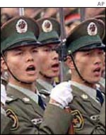 Chinese soldiers on parade