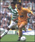 Bobby Petta puts pressure on Lee Dair