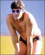 Former American swimming legend Mark Spitz