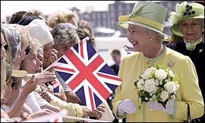 Queen Elizabeth II greets well-wishers in Portsmouth, Hampshire