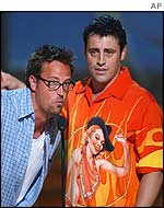 Matthew Perry, left, and Matt LeBlanc accept the Choice TV Comedy Award for their show Friends at the Teen Choice Awards 2002