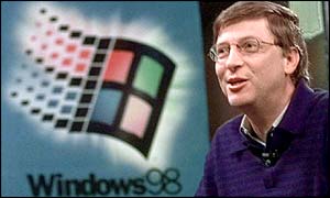Bill Gates and Microsoft logo 