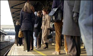 Commuters at a railway station