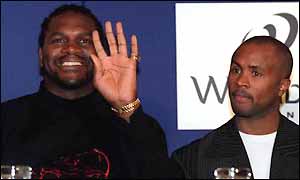 Audley Harrison with manager Colin McMillan