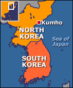 Map of North Korea showing Kumho