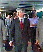 Mike O'Brien in Libya (pictures from Libyan TV)