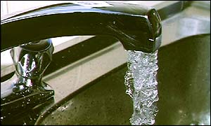 Water running from a tap 