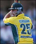 Darren Lehmann watches the ball to the boundary