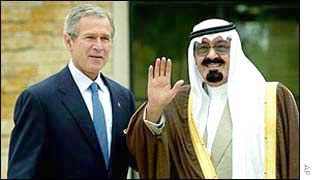 US President George Bush with Saudi Arabia's Crown Prince Abdullah