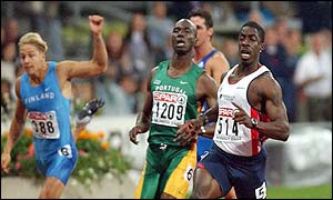 Dwain Chambers crossed the line to take 100m gold in Munich.
