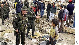 Damage from mortar blasts in Bogota