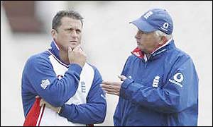Darren Gough and England coach Duncan Fletcher