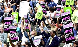 Public service workers on strike last month