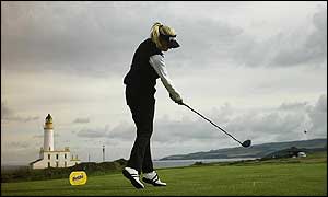 Carin Koch tees off at Turnberry's tenth hole