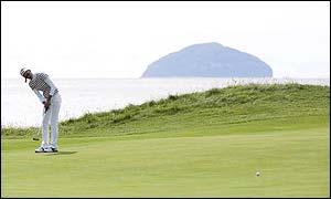 Spain's Paula Marti putts at the eighth