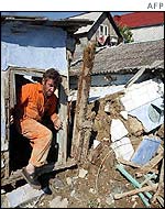 Damaged house on Black Sea coast