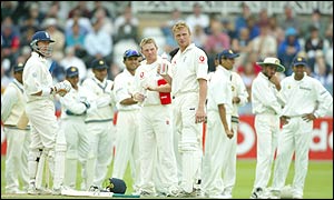 England's Alec Stewart waits for the third umpire's decision