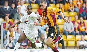 Wolves Nathan Blake and Bradford's David Wetherall