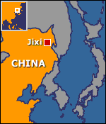 Map of north-eastern China showing Jixi in Heilongjiang province