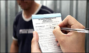 Policeman issuing an one-the-spot fine
