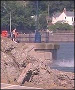 The sea wall at the Mumbles