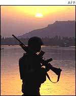 Indian Central Reserve Police officer near Srinagar