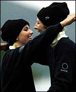 Carin Koch and Catrin Nilsmark of Europe celebrate 