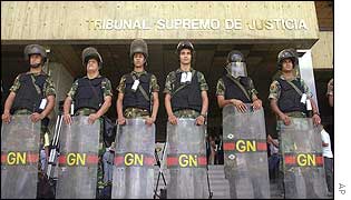 Venezuelan National Guard outside the Supreme Court building