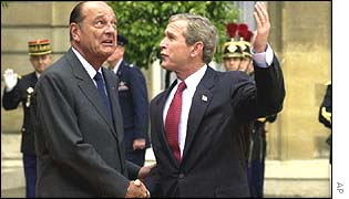 George W Bush meets Jacques Chirac