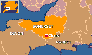 Map shows Chard in Somerset