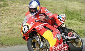 Adrian Archibald riding a Honda earlier this season