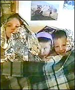 Children were wrapped in blankets
