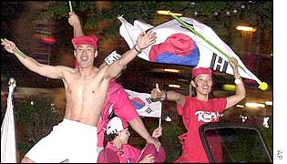 South Korean fans celebrate a World Cup win