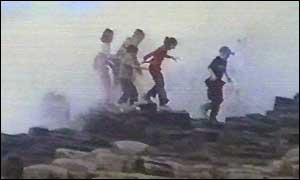 They attempt to escape the force of the wave