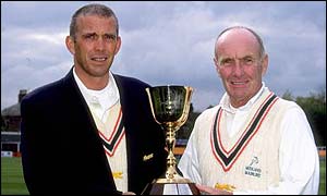Whitaker (left) with Jack Birkenshaw after winning the 1998 Championship